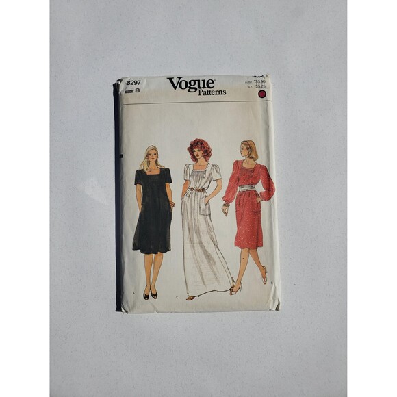 Vogue 8297 Misses Dress Pattern 1980s Size 8 Uncut Vintage - Picture 1 of 2